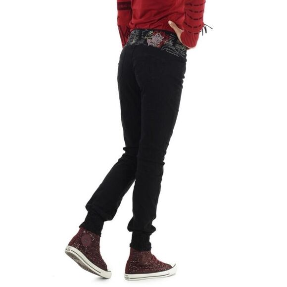 NWT Desigual Black Embroidered Port Pants Size 0 - Picture 2 of 13